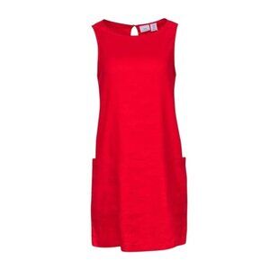 H by Halston red linen blend sleeveless shift dress size XL